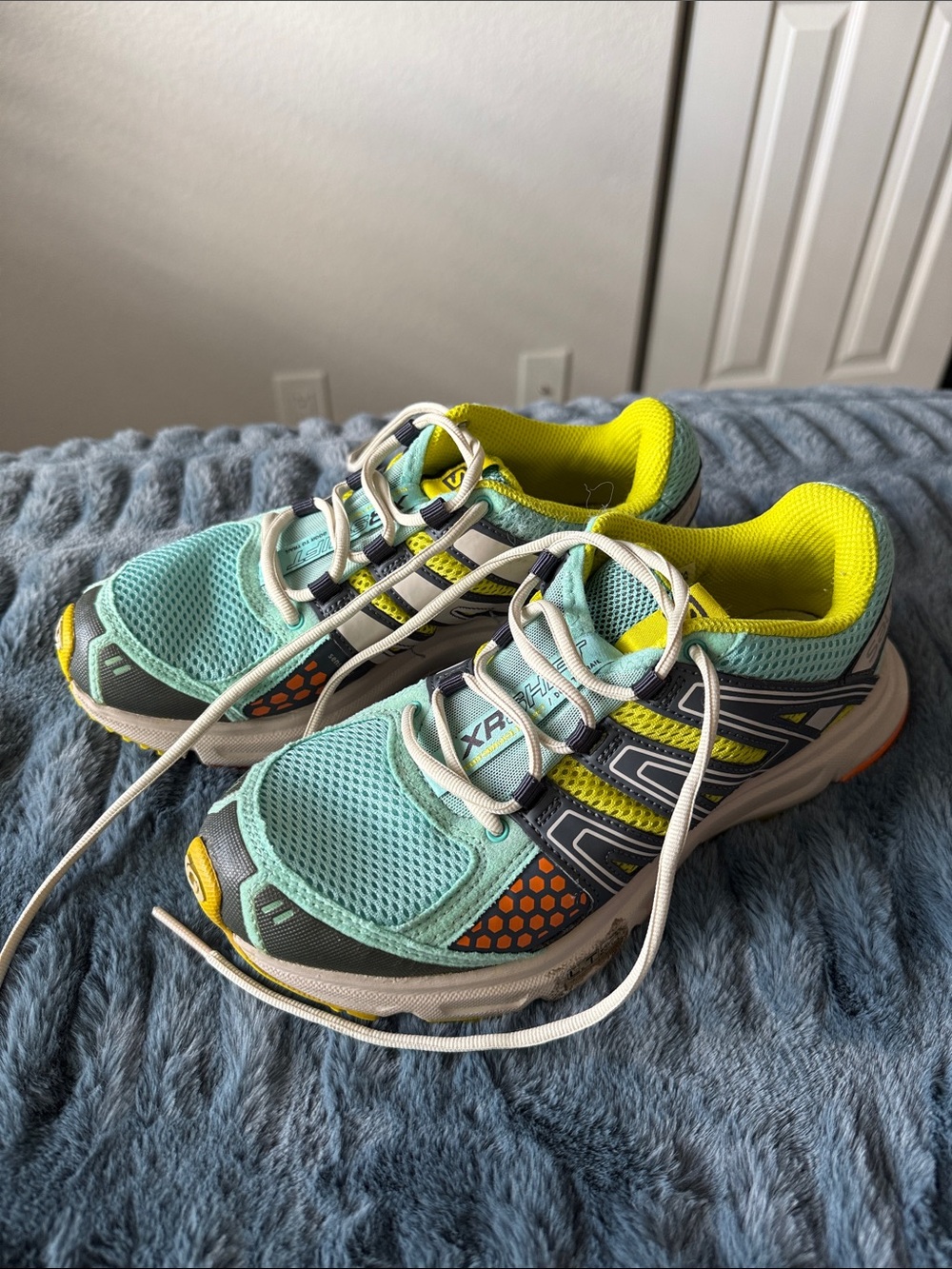 Salomon Kids Athletic Sneakers in Mint and Neon Yellow